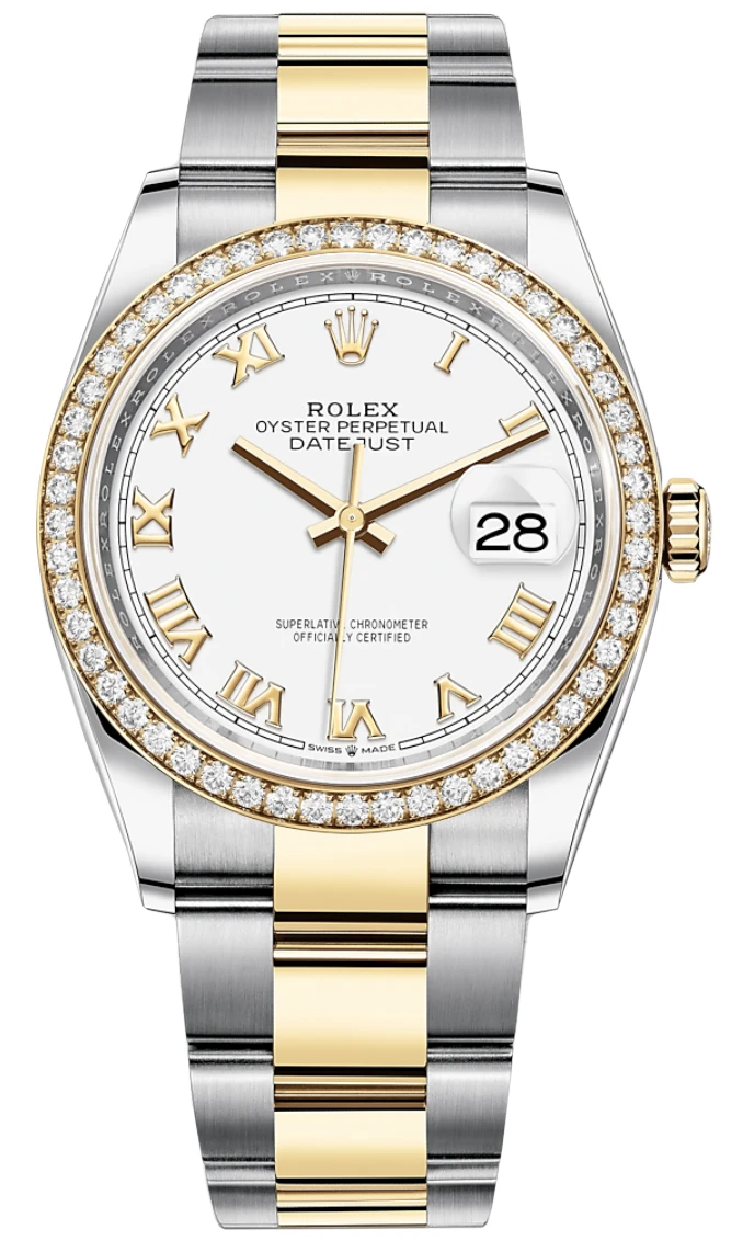 Rolex Datejust 36mm Stainless Steel and Yellow Gold 126283RBR White Roman Oyster Rolex Datejust 36mm Stainless Steel And Yellow Gold 126283RBR White Roman Oyster -Omega Shop 126283RBR White Roman Oyster
