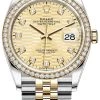 Rolex Datejust 36mm Stainless Steel And Yellow Gold 126283rbr Golden Fluted Diamond Jubilee -Omega Shop 126283rbr