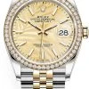 Rolex Datejust 36mm Stainless Steel And Yellow Gold 126283rbr Golden Palm Jubilee