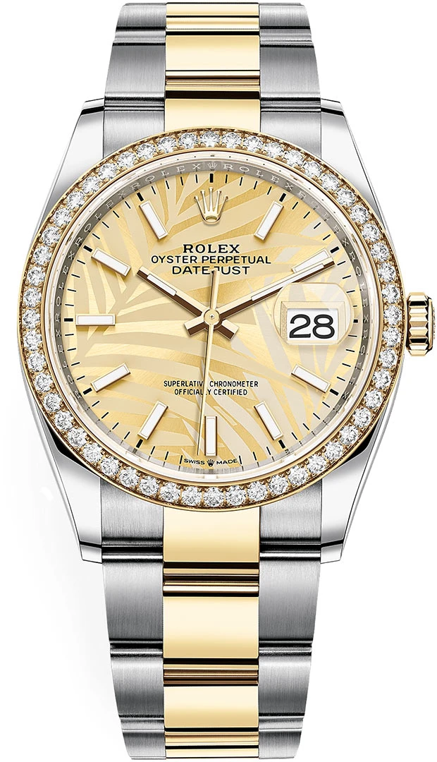 Rolex Datejust 36mm Stainless Steel and Yellow Gold 126283rbr Golden Palm Oyster Rolex Datejust 36mm Stainless Steel And Yellow Gold 126283rbr Golden Palm Oyster -Omega Shop 126283rbr Champagne Palm Oyster