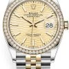 Rolex Datejust 36mm Stainless Steel And Yellow Gold 126283rbr Golden Fluted Jubilee -Omega Shop 126283rbr Golden Fluted Jubile