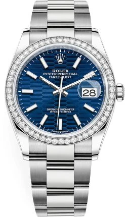 Rolex Datejust 36mm Stainless Steel 126284rbr Bright Blue Fluted Oyster