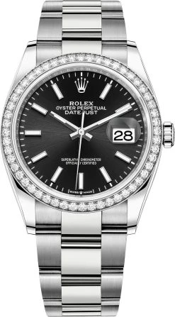Rolex Datejust 36mm Stainless Steel 126284rbr Black Index Oyster