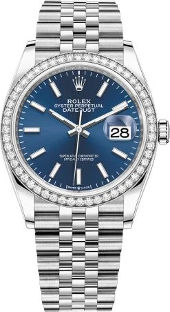 Rolex Datejust 36mm Stainless Steel 126284rbr Blue Index Jubilee
