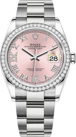 Rolex Datejust 36mm Stainless Steel 126284rbr Pink Roman VI IX Oyster
