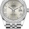 Rolex Datejust 36mm Stainless Steel 126284rbr Silver Roman VI IX Jubilee