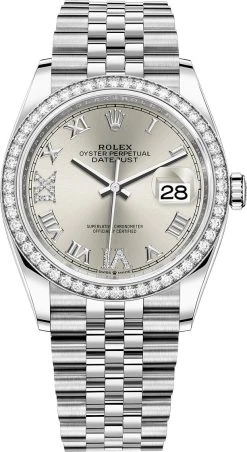 Rolex Datejust 36mm Stainless Steel 126284rbr Silver Roman VI IX Jubilee