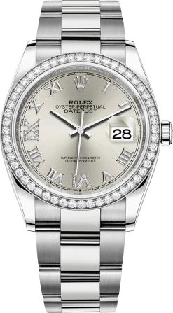 Rolex Datejust 36mm Stainless Steel 126284rbr Silver Roman VI IX Oyster
