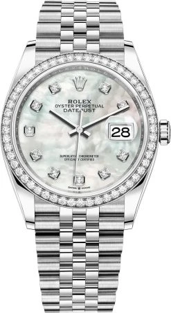 Rolex Datejust 36mm Stainless Steel 126284rbr White MOP Diamond Jubilee