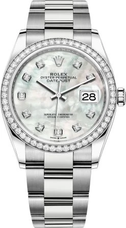 Rolex Datejust 36mm Stainless Steel 126284rbr White MOP Diamond Oyster