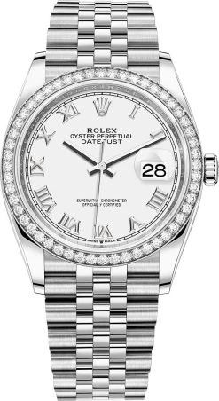 Rolex Datejust 36mm Stainless Steel 126284rbr White Roman Jubilee