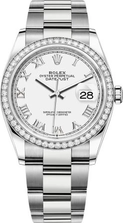 Rolex Datejust 36mm Stainless Steel 126284rbr White Roman Oyster