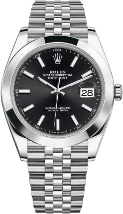 Rolex Datejust 41mm Stainless Steel 126300 Black Index Jubilee