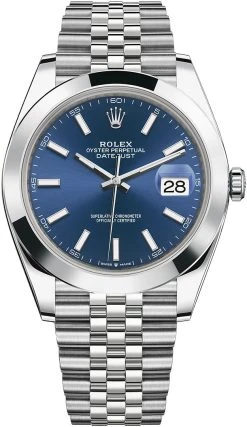 Rolex Datejust 41mm Stainless Steel 126300 Blue Index Jubilee
