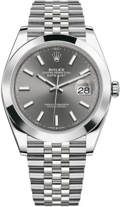 Rolex Datejust 41mm Stainless Steel 126300 Dark Rhodium Index Jubilee