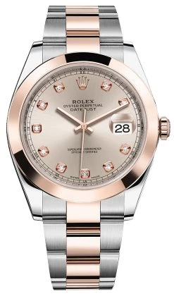 Rolex Datejust 41mm Steel And Everose Gold 126301 Sundust Diamond Oyster