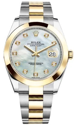 Rolex Datejust 41mm Steel And Yellow Gold 126303 White MOP Diamond Oyster