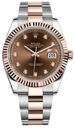 Rolex Datejust 41mm Steel And Everose Gold 126331 Chocolate Diamond Oyster