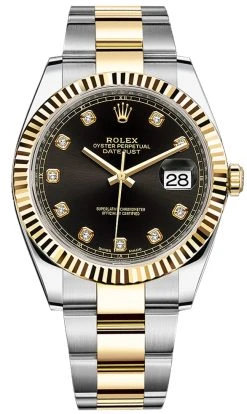 Rolex Datejust 41mm Steel And Yellow Gold 126333 Black Diamond Oyster