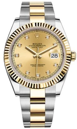 Rolex Datejust 41mm Steel And Yellow Gold 126333 Champagne Diamond Oyster