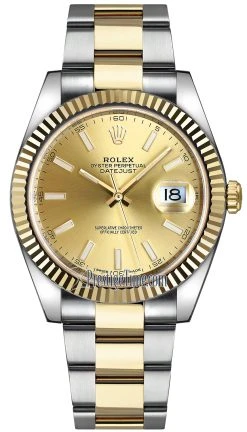 Rolex Datejust 41mm Steel And Yellow Gold 126333 Champagne Index Oyster