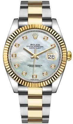 Rolex Datejust 41mm Steel And Yellow Gold 126333 White MOP Diamond Oyster