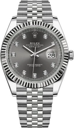 Rolex Datejust 41mm Stainless Steel 126334 Dark Rhodium Diamond Jubilee
