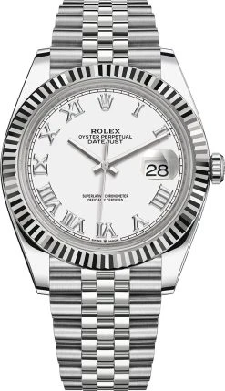 Rolex Datejust 41mm Stainless Steel 126334 White Roman Jubilee