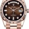 Rolex Day-Date 36mm Everose Gold 128235 Brown Graduated Diamond