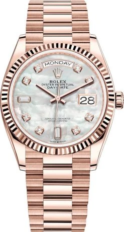 Rolex Day-Date 36mm Everose Gold 128235 MOP Diamond