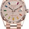 Rolex Day-Date 36mm Everose Gold 128235 Pave Rainbow
