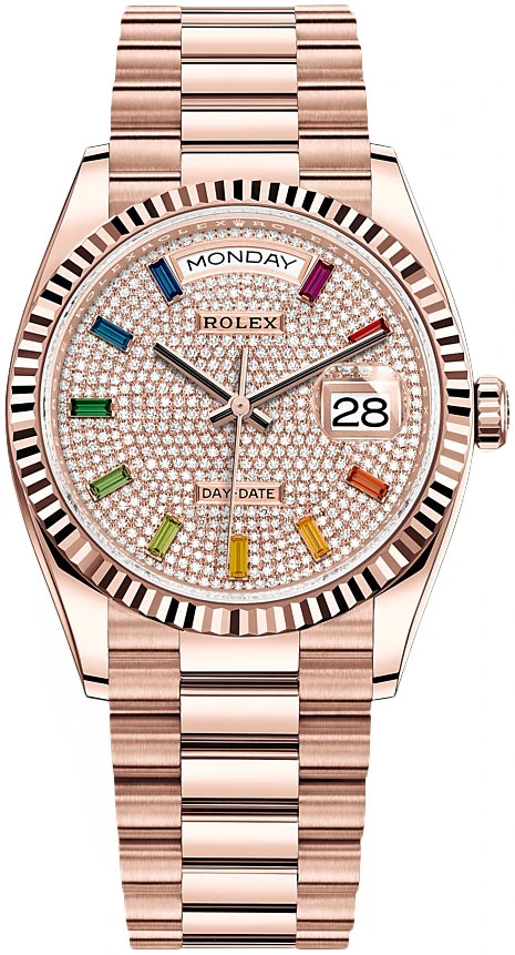 Rolex Day-Date 36mm Everose Gold 128235 Pave Rainbow Rolex Day-Date 36mm Everose Gold 128235 Pave Rainbow -Omega Shop 128235 Pave Rainbow
