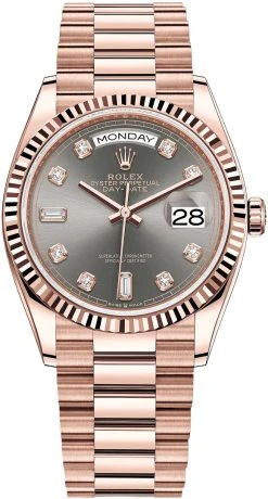Rolex Day-Date 36mm Everose Gold 128235 Slate Diamond