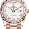 Rolex Day-Date 36mm Everose Gold 128235 White Roman -Omega Shop 128235 White Roman