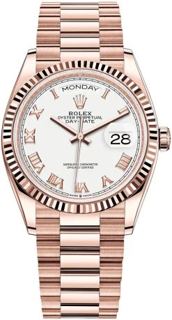 Rolex Day-Date 36mm Everose Gold 128235 White Roman