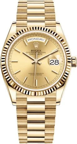 Rolex Day-Date 36mm Yellow Gold 128238 Champagne Index