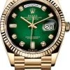 Rolex Day-Date 36mm Yellow Gold 128238 Green Graduated Diamond -Omega Shop 128238 Green Graduated Diamond