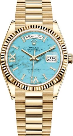 Rolex Day-Date 36mm Yellow Gold 128238 Turquoise