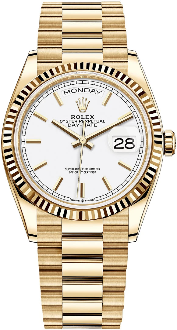 Rolex Day-Date 36mm Yellow Gold 128238 White Index Rolex Day-Date 36mm Yellow Gold 128238 White Index -Omega Shop 128238 White