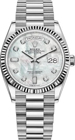 Rolex Day-Date 36mm White Gold 128239 MOP Diamond