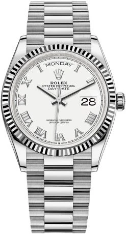 Rolex Day-Date 36mm White Gold 128239 White Roman