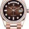 Rolex Day-Date 36mm Everose Gold 128345RBR Brown Graduated Diamond