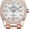 Rolex Day-Date 36mm Everose Gold 128345RBR MOP Diamond
