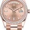 Rolex Day-Date 36mm Everose Gold 128345RBR Rose Diamond -Omega Shop 128345RBR Rose Diamond