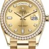 Rolex Day-Date 36mm Yellow Gold 128348RBR Champagne Diamond
