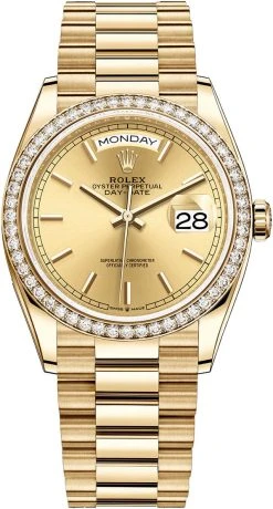 Rolex Day-Date 36mm Yellow Gold 128348RBR Champagne Index