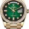 Rolex Day-Date 36mm Yellow Gold 128348RBR Green Graduated Diamond -Omega Shop 128348RBR Green Graduated Diamond