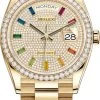 Rolex Day-Date 36mm Yellow Gold 128348RBR Pave Rainbow -Omega Shop 128348RBR Pave Rainbow