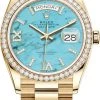 Rolex Day-Date 36mm Yellow Gold 128348RBR Turquoise