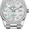 Rolex Day-Date 36mm White Gold 128349RBR MOP Diamond -Omega Shop 128349RBR MOP Diamond